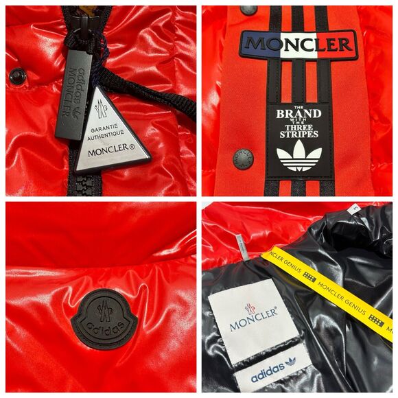 Moncler x Adidas Bozon Down Vest Men's 2/ M Orange Snap Front Full Zip NWT $1280 - Picture 8 of 13
